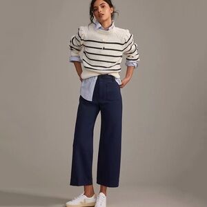 Maeve Anthropology Collette Crop Ultra Stretch Ponte Navy
